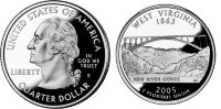 25 центов США "Западная Виргиния" (2005) UNC KM# 374 P   