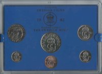 Набор Швеции из 6 монет(1982) UNC