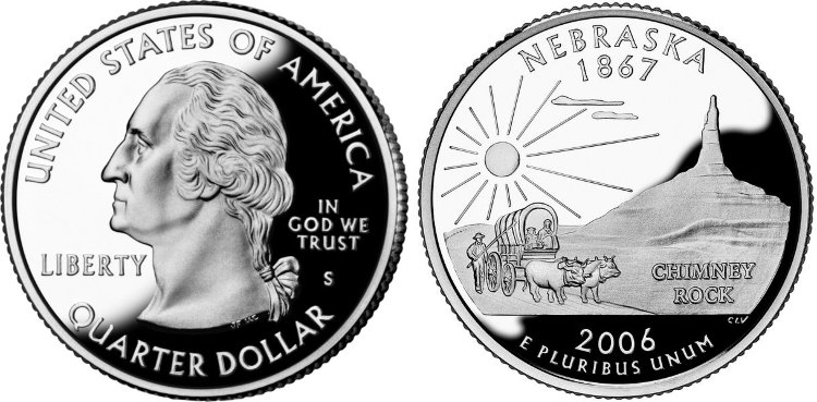25 центов США "Небраска" (2006) UNC KM# 383 P   