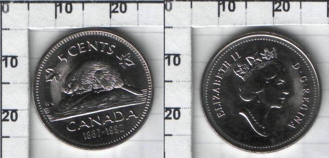 5 центов "125 лет конфедерации" Канада (1992) аUNC KM# 205