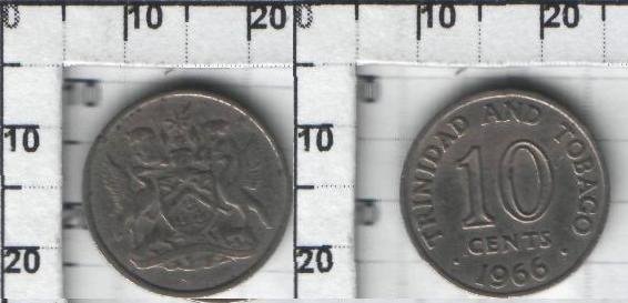 10 центов Тринидад и Тобаго (1966-1972)  XF KM# 3 