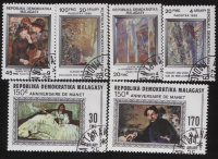 Марка Мадагаскара "150 anniversaire de Manet" 6 марок  (1985) CTO