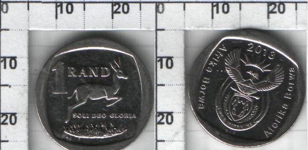 11111kl.jpg 1 ранд "Afrika Borwa - Aforika Borwa" ЮАР (2013) XF KM# NEW