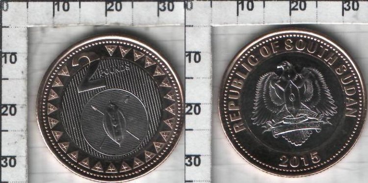 2 Фунта Южный Судан"Герб" (2015) UNC KM# NEW 