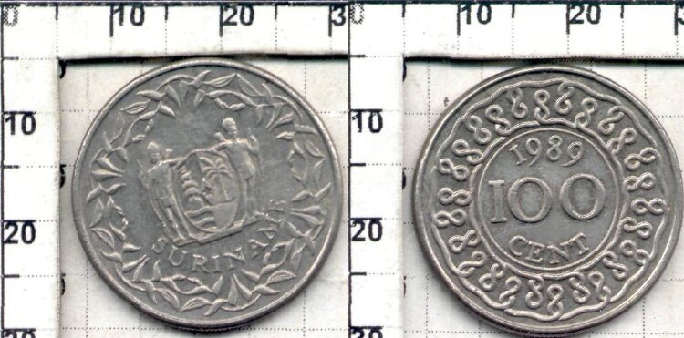 100  центов Суринам (1988-2008) XF KM# 23  