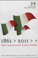 2 евро Италия "150-летие объединения Италии" (2011) UNC KM# 338 В банковском буклете