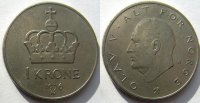 1 крона Норвегия (1974-1991) XF KM# 419