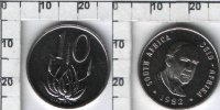 10 центов "SOUTH AFRICA - SUID AFRIKA"(Конец президентства Балтазар Йоханнес Форстер)  ЮАР (1982) UNC KM# 112 