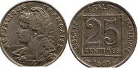 25 сантимов Франция (1903-1904) XF KM# 855
