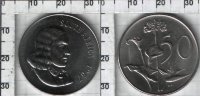50 центов "SOUTH AFRICA" ЮАР (1965-1969) UNC KM# 70.1