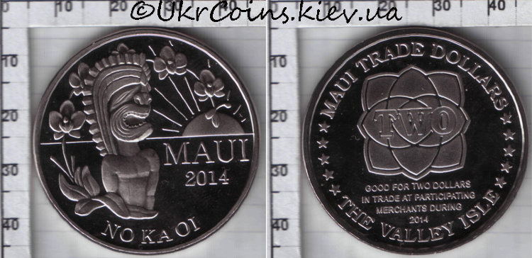 2 доллара "Идол" Мауи (2014) UNC KM# NEW