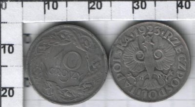 10 грошей (цинк) Польская Народная Республика (1923)  XF Y# 36