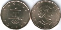 1 доллар Канады (Олимпиада в Ванкувере- 4-th Olympic Lucky Loonie)  (2010) UNC