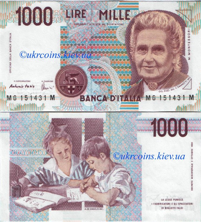 1000 лир Италия (1990) UNC IT-114