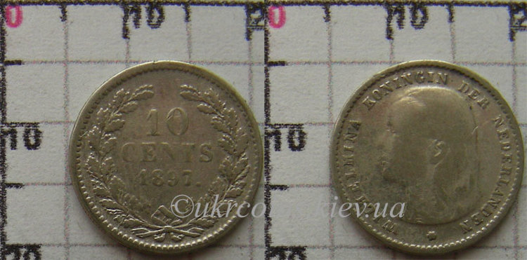 10 центов  Нидерланды (1897) VF KM# 116