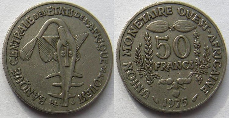 50 франков Западно-Африканский Союз (1972-1995) XF КМ 6