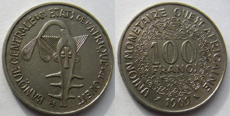 100 франков Западно-Африканский Союз (1967-2009) XF KM-4