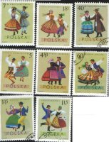 Почтовые марки Польши "Народные танцы" (8 штуки) 