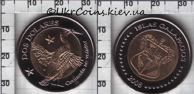 2 доллара Галапагосские острова (2008) UNC KM# NEW