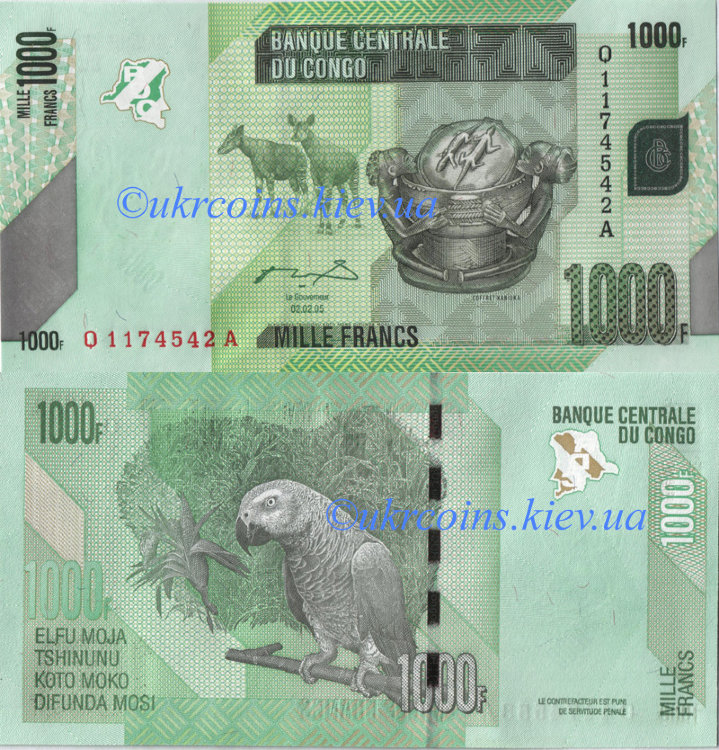1000 франков  Конго (2005) UNC CD-NEW