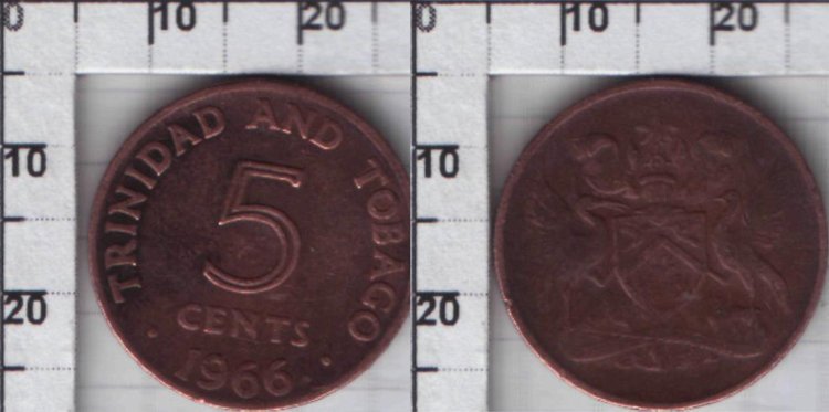 5 центов Тринидад и Тобаго (1966-1972) XF KM# 2 