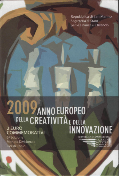 2 евро Сан-Марино "Творчество и инновации" (2009) UNC в буклете KM# 490